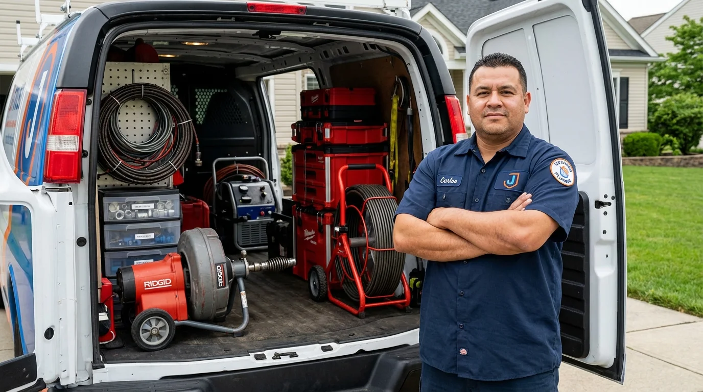 Professional drain cleaning equipment and Johns Plumbing LLC plumber in Maple Grove