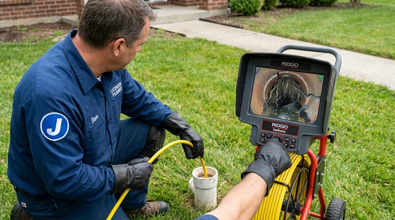 Sewer camera inspection being performed by Johns Plumbing LLC in Maple Grove