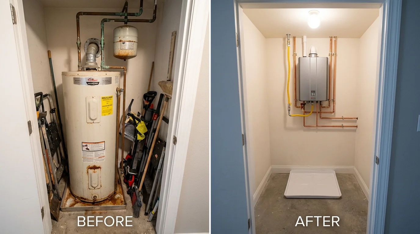 Tank water heater versus wall-mounted tankless unit comparison for Maple Grove, MN homeowners