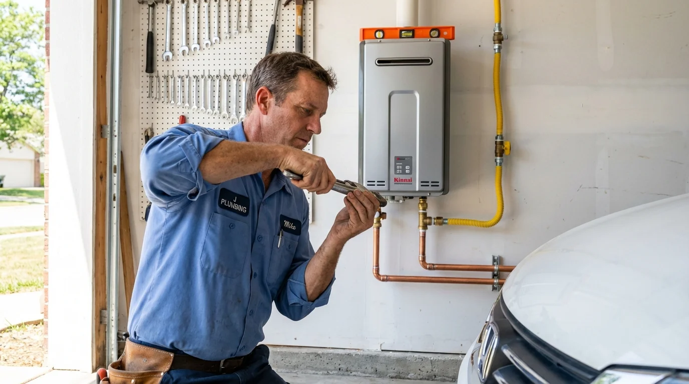 Tankless water heater installation by a Johns Plumbing LLC plumber in Maple Grove